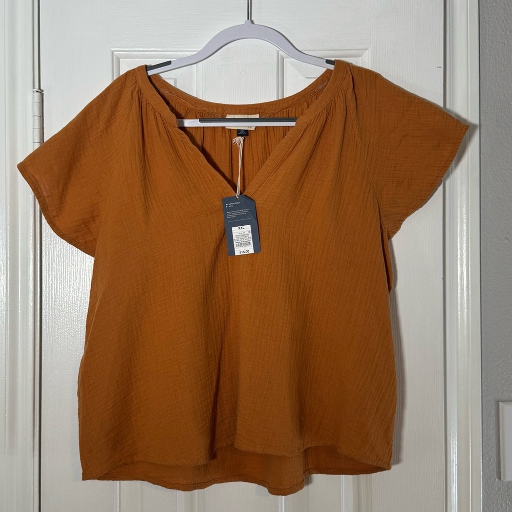 Universal Thread - Flutter Sleeve Blouse Orange plus XXL cotton
